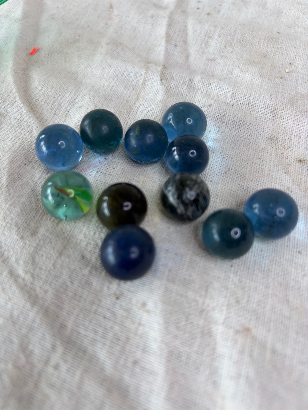 Vintage Glass Marbles - Blue & Teal Mix 11 count.